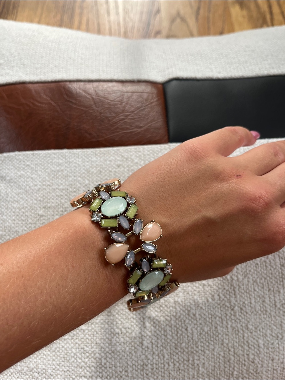 J. Crew Pastel Mint, Peach & Sage Statement Bracelet
